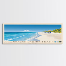 Load image into Gallery viewer, English Point Beach, Turks and Caicos Panoramic Beach Print, Vacation Gift, Turks and Caicos Wall Art, Framed Canvas Print, Framed Beach Painting