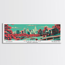 Cargar imagen en el visor de la galería, Charlotte North Carolina Panoramic Travel Poster Canvas Print