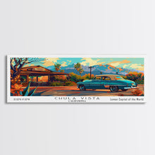Cargar imagen en el visor de la galería, Chula Vista California Panoramic Wall Art Framed Canvas Print, Mid Century Modern Art, Pop Art Style, Travel Poster, Home Decor, Retro Style