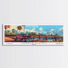 Load image into Gallery viewer, Corpus Christi Texas Panoramic Painting Framed Canvas Print, Mid Century Modern Art, Pop Art Style, Travel Poster, Living Room Decor