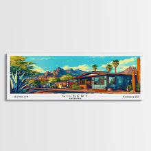 Load image into Gallery viewer, Gilbert Arizona Panoramic Wall Art Framed Canvas Print, Mid Century Modern Art, Pop Art Style, Travel Poster, Home Decor, Retro Style