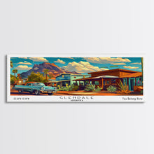 Load image into Gallery viewer, Glendale Arizona Panoramic Painting Framed Canvas Print, Mid Century Modern Art, Pop Art Style, Travel Poster, Wall Art Decor