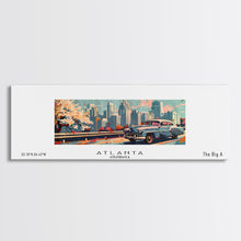 Load image into Gallery viewer, Atlanta Georgia Panoramic Painting, Mid Century Modern Framed Canvas Print, Retro Pop Art Travel Poster, Wall Decor, Gift Idea, Home Decor