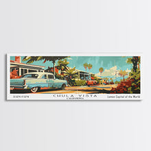 Load image into Gallery viewer, Chula Vista California Panoramic Painting, Mid Century Modern Framed Canvas Print, Retro Pop Art Travel Poster, Wall Decor, Office Art