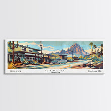 Load image into Gallery viewer, Gilbert Arizona Panoramic Painting, Mid Century Modern Framed Canvas Print, Retro Pop Art Travel Poster, Living Room Art, Wall Hanging, Office Decor