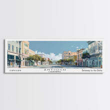 Load image into Gallery viewer, Antioch California Panoramic Painting, Mid Century Modern Framed Canvas Print, Retro Pop Art Travel Poster, Home Decor, City Art