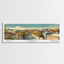 Load image into Gallery viewer, Athens Georgia Panoramic Painting, Mid Century Modern Framed Canvas Print, Retro Pop Art Travel Poster, Living Room Wall Art Decor, City Print