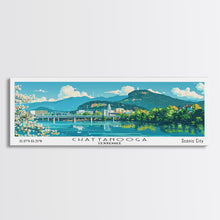 Cargar imagen en el visor de la galería, Chattanooga Tennessee Panoramic Painting, Mid Century Modern Framed Canvas Print, Retro Pop Art Travel Poster, Home Decor, City Print