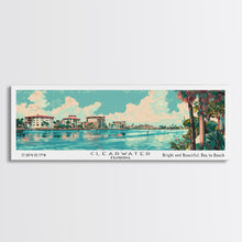 Cargar imagen en el visor de la galería, Clearwater Florida Panoramic Painting, Mid Century Modern Framed Canvas Print, Retro Pop Art Travel Poster, Home Decor, City Art
