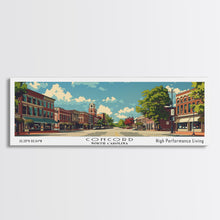 Cargar imagen en el visor de la galería, Concord North Carolina Panoramic Wall Art, Mid Century Modern Framed Canvas Print, Retro Pop Art Travel Poster, City Office Art, Home Decor