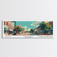 Load image into Gallery viewer, Edison New Jersey Panoramic Painting, Mid Century Modern Framed Canvas Print, Retro Pop Art Travel Poster, City Wall Decor, Home Decor