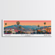 Load image into Gallery viewer, El Cajon California Panoramic Wall Art, Mid Century Modern Framed Canvas Print, Retro Pop Art Travel Poster, City Home Decor, Office Art
