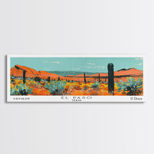 Load image into Gallery viewer, El Paso Texas Panoramic Painting, Mid Century Modern Framed Canvas Print, Retro Pop Art Travel Poster, Living Room Wall Decor