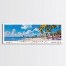 Carregar imagem no visualizador da galeria, Fort Lauderdale Florida Panoramic Painting, Mid Century Modern Framed Canvas Print, Retro Pop Art Travel Poster, City Wall Art