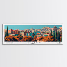Load image into Gallery viewer, El Paso Texas Panoramic Painting, Framed Canvas Print, Mid Century Modern Wall Art, Retro Pop Art Travel Poster, Home Decor, City Art