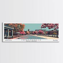 Carregar imagem no visualizador da galeria, Fayetteville North Carolina Panoramic Painting, Framed Canvas Print, Mid Century Modern Wall Art, Retro Pop Art Travel Poster, Home Decor, City Art