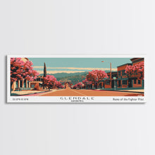 Carregar imagem no visualizador da galeria, Glendale Arizona Panoramic Wall Art, Framed Canvas Print, Mid Century Modern Style, Retro Pop Art Travel Poster, Living Room Art, Home Decor, Cityscape