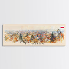 Load image into Gallery viewer, Bialystok Poland Panoramic Travel Poster, Framed Canvas Print or Metal Wall Art, Travel Art, Home Decor, Panoramic Painting, Midcentury Art