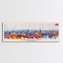 Load image into Gallery viewer, Birmingham United Kingdom Travel Print Wall Art, Panoramic City Art, Travel Art, Wall Decor, Vacation Gift, Framed Canvas Print Or Metal Art