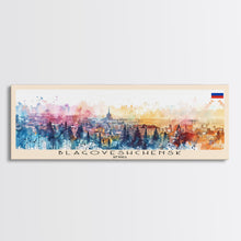 Load image into Gallery viewer, Blagoveshchensk Russia Travel Art, City Art, Framed Canvas Print or Metal Wall Art, Europe Travel Poster, Panoramic Wall Art, Extra Wide Wall Art