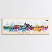 Load image into Gallery viewer, Bratislava Slovakia Wall Art, Panoramic Travel Poster, Panoramic Framed Canvas Print, City Wall Art, Wall Hanging Home Decor, Travel Art