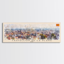 Cargar imagen en el visor de la galería, Castellon de la Plana Spain Wall Art, Panoramic Travel Poster, Panoramic Framed Canvas Print, City Wall Art, Wall Hanging Home Decor, Travel Art