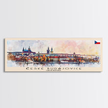 Cargar imagen en el visor de la galería, Ceske Budejovice Czech Republic Wall Art, Panoramic Travel Poster, Panoramic Framed Canvas Print, City Wall Art, Wall Hanging Home Decor, Travel Art