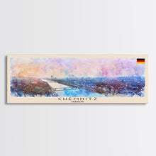 Load image into Gallery viewer, Chemnitz Germany Wall Art, Panoramic Travel Poster, Panoramic Framed Canvas Print, City Wall Art, Wall Hanging Home Decor, Travel Art