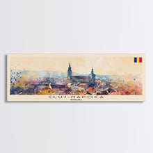 Load image into Gallery viewer, Cluj Napoca Romania Travel Print Wall Art, Panoramic City Art, Travel Art, Wall Decor, Vacation Gift, Framed Canvas Print Or Metal Art