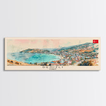 Load image into Gallery viewer, Denizli Turkey Wall Art, Panoramic Travel Poster, Panoramic Framed Canvas Print, City Wall Art, Wall Hanging Home Decor, Travel Art