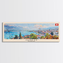 Carregar imagem no visualizador da galeria, Geneva Switzerland Wall Art, Panoramic Travel Poster, Panoramic Framed Canvas Print, City Wall Art, Wall Hanging Home Decor, Travel Art