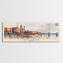Load image into Gallery viewer, Szolnok Hungary Wall Art, Panoramic Travel Poster, Panoramic Framed Canvas Print, City Wall Art, Wall Hanging Home Decor, Travel Art