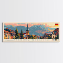 Load image into Gallery viewer, Freiburg Germany Panoramic Travel Poster, Framed Canvas Print or Metal Wall Art, Travel Art, Home Decor, Panoramic Painting, Midcentury Art