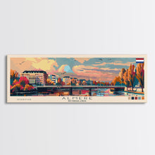 Load image into Gallery viewer, Almere Netherlands Panoramic Travel Poster, Framed Canvas Print or Metal Wall Art, Travel Art, Home Decor, Panoramic Painting, Midcentury Art