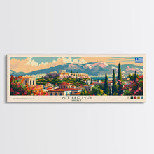 Load image into Gallery viewer, Athens Greece Travel Art, City Art, Framed Canvas Print or Metal Wall Art, Europe Travel Poster, Panoramic Wall Art, Extra Wide Wall Art