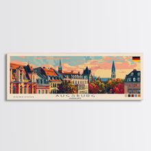 Load image into Gallery viewer, Augsburg Germany Panoramic Travel Poster, Framed Canvas Print or Metal Wall Art, Travel Art, Home Decor, Panoramic Painting, Midcentury Art