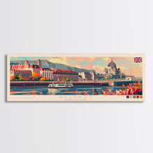 Load image into Gallery viewer, Belfast United Kingdom Travel Print Wall Art, Panoramic City Art, Travel Art, Wall Decor, Vacation Gift, Framed Canvas Print Or Metal Art