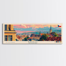 Load image into Gallery viewer, Brno CzechRepublic art Travel Print Wall Art, Panoramic City Art, Travel Art, Wall Decor, Vacation Gift, Framed Canvas Print Or Metal Art