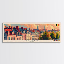 Carregar imagem no visualizador da galeria, Bruges Belgium Travel Art, City Art, Framed Canvas Print or Metal Wall Art, Europe Travel Poster, Panoramic Wall Art, Extra Wide Wall Art