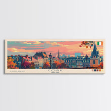 Load image into Gallery viewer, Cork Ireland Panoramic Travel Poster, Framed Canvas Print or Metal Wall Art, Travel Art, Home Decor, Panoramic Painting, Midcentury Art