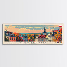 Load image into Gallery viewer, Czestochowa Poland Travel Art, City Art, Framed Canvas Print or Metal Wall Art, Europe Travel Poster, Panoramic Wall Art, Extra Wide Wall Art