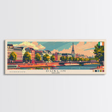 Load image into Gallery viewer, Dublin Ireland Panoramic Travel Poster, Framed Canvas Print or Metal Wall Art, Travel Art, Home Decor, Panoramic Painting, Midcentury Art
