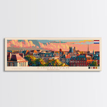 Load image into Gallery viewer, Eindhoven Netherlands Panoramic Travel Poster, Framed Canvas Print or Metal Wall Art, Travel Art, Home Decor, Panoramic Painting, Midcentury Art