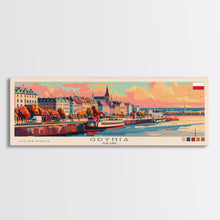 Load image into Gallery viewer, Gdynia Poland Travel Art, City Art, Framed Canvas Print or Metal Wall Art, Europe Travel Poster, Panoramic Wall Art, Extra Wide Wall Art