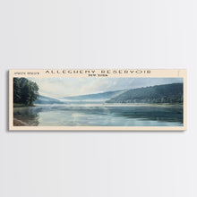 Load image into Gallery viewer, Allegheny Reservoir New York Panoramic Framed Canvas Print, Lake House Decor, Abstract Landscape, Travel Poster, Modern Wall Art, Calm Waters