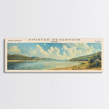 Load image into Gallery viewer, Amistad Reservoir Texas Panoramic Framed Canvas Print, Lake House Decor, Modern Art, Travel Poster, Scenic View, Water Reflection