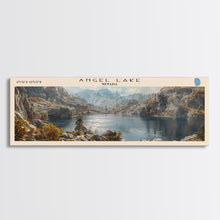 Load image into Gallery viewer, Angel Lake Nevada Panoramic Framed Canvas Print, Lake House Art, Boho Decor, Travel Poster, Nature Wall Art, Serene Scene