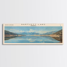 Load image into Gallery viewer, Bartlett Lake Arizona Framed Canvas Print, Panoramic Lake House Art, Scenic Painting, Travel Poster, Minimalist Wall Art, Home Decor