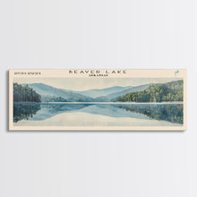 Load image into Gallery viewer, Beaver Lake Arkansas Framed Canvas Print, Panoramic Lake House Decor, Scenic Painting, Travel Poster, Rustic Art, Nature Wall Art