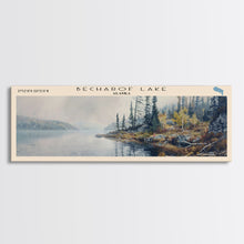 Load image into Gallery viewer, Becharof Lake Panoramic Framed Canvas Print, Lake House Decor, Scenic View, Travel Poster, Modern Art, Nature Scene